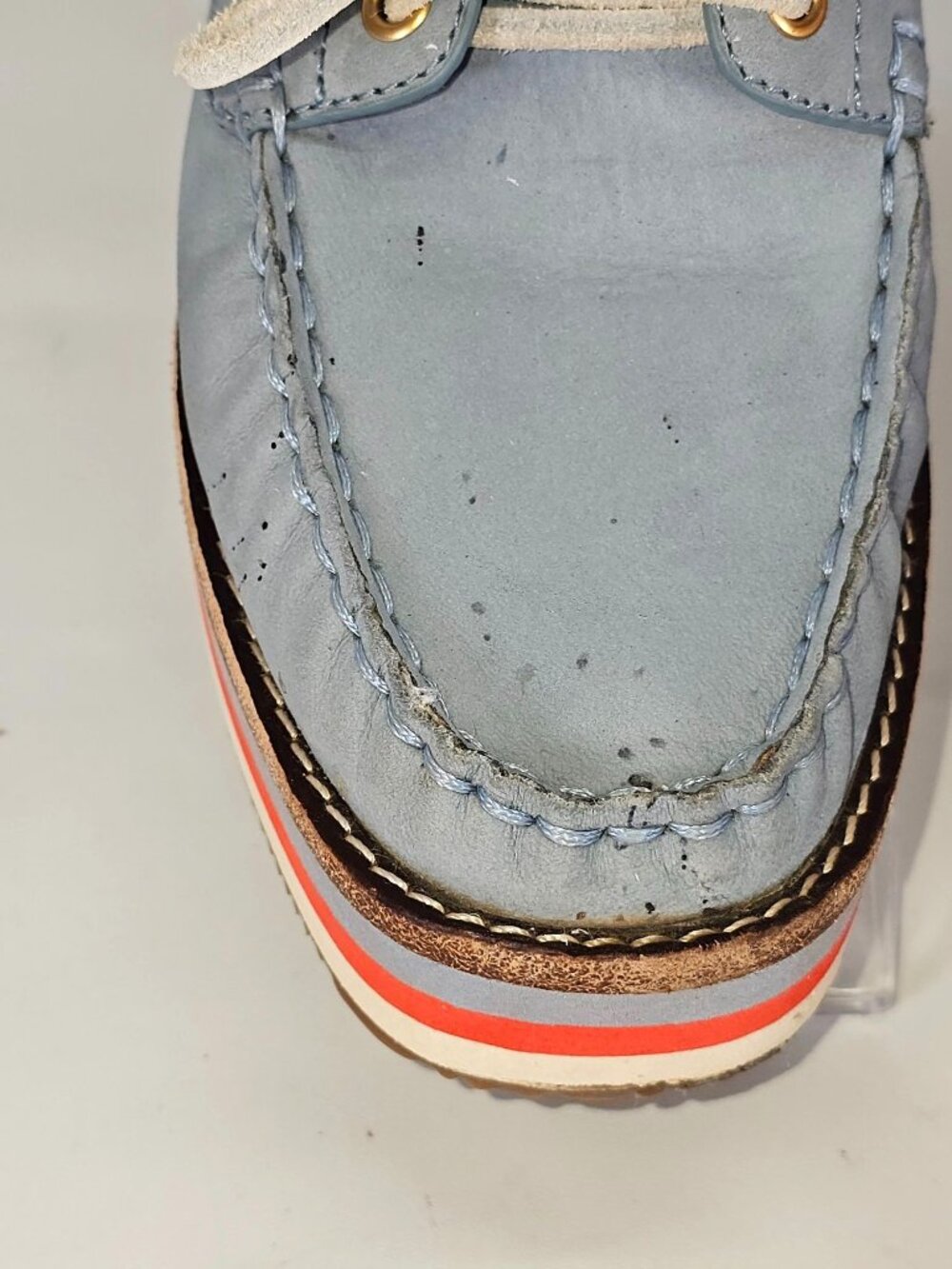 Tory Burch Women's Blue Nubuck Leather Joey Platform Boat Shoes Size 8 241 - Picture 7 of 16